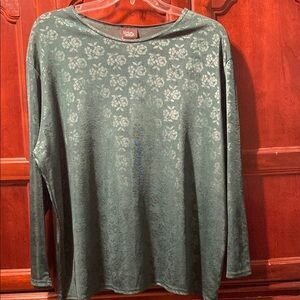 Loomed Wear made in USA vintage emerald green long sleeve pull over top